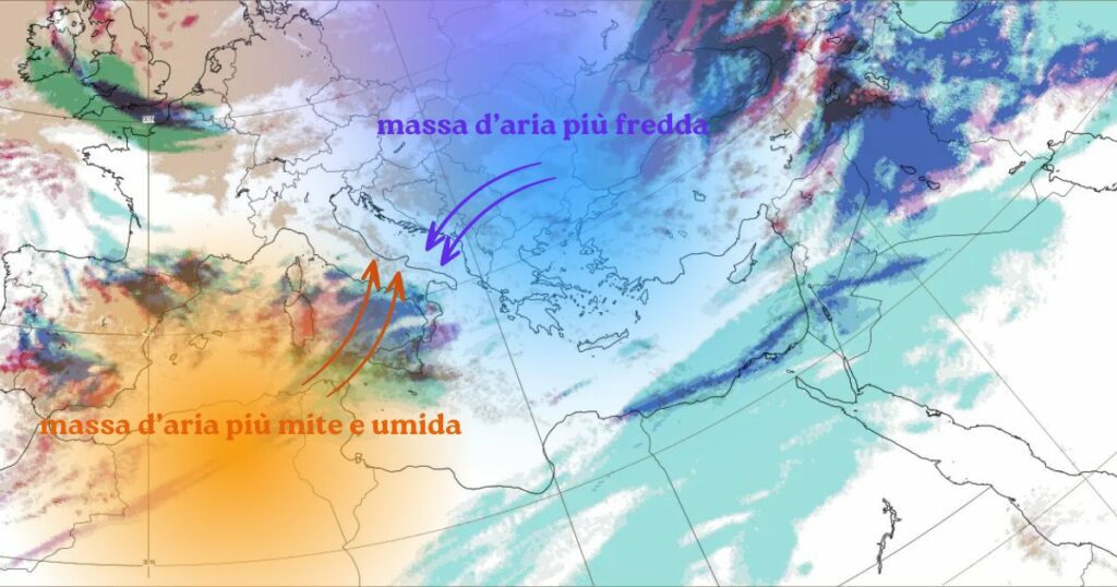 Masse d'aria di diversa estrazione in contrasto